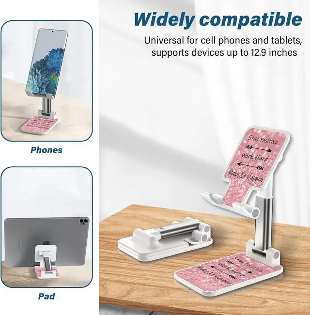 Alt view image 4 of 7 - Desk Cell Phone Stand - Adjustable Angle-iPad Holder Universal Compatible Phone Holder for Desk