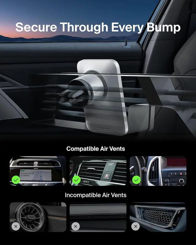 Alt view image 4 of 7 - MagSafe Vent Mount Pro MagSafe iPhone Mount For Car - Silver