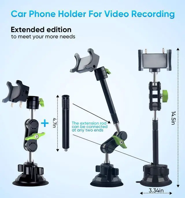 Alt view image 2 of 7 - Car Phone Holder Ultra-Durable Mteal Phone Holders for Your Car 360 Rotation Cell Phone Car Mount for Windshield Suction Cup Car Phone Mount for iPhone  All Smartphone