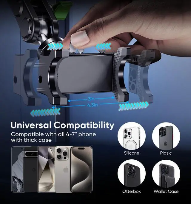 Alt view image 7 of 7 - Car Phone Holder Ultra-Durable Mteal Phone Holders for Your Car 360 Rotation Cell Phone Car Mount for Windshield Suction Cup Car Phone Mount for iPhone  All Smartphone