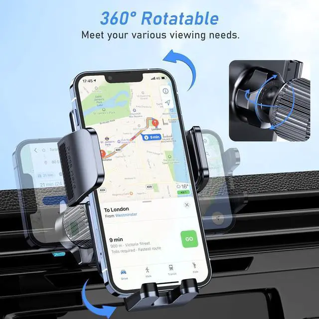 Alt view image 5 of 7 - Car Phone Holder Mount, Super Stable Air Vent Cell Phone Car Mount with 2025 Metal Hook Clip, 360° Rotation,One Button Release for iPhone, Samsung, Google, and All Other Smartphones