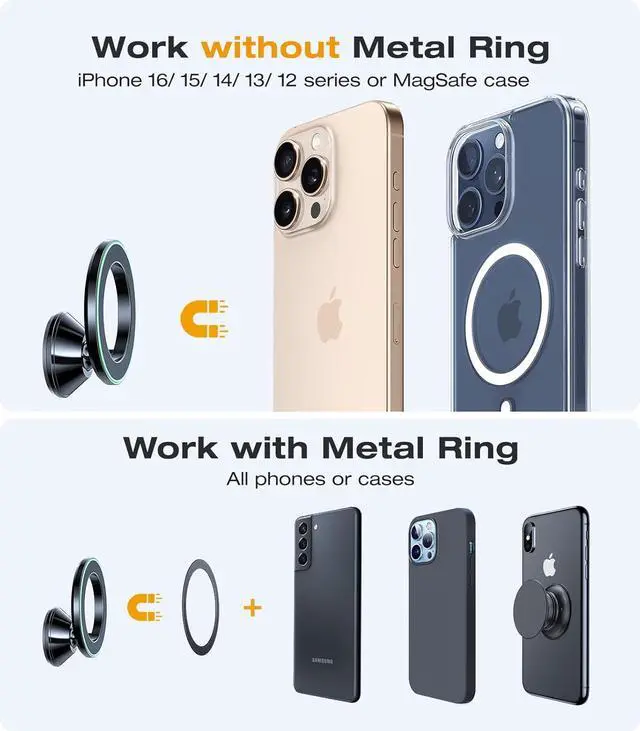 Alt view image 6 of 7 - [2025 Upgrade for MagSafe Car Mount [Military-Grade] [High & Low Temp Resistance] Magnetic Phone Holder for Car Dashboard 360 Rotatable Car Phone Holder Mount for iPhone 16 Pro Max 15 14 13