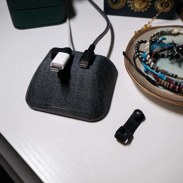 Alt view image 7 of 7 - Magnetic Cord Holder - Cable Wrangler Organizer with Magnet Clips for Charger Management on Desktop Nightstand or Side Table for All Cables USB-C Lightning Cables - Teal Me More