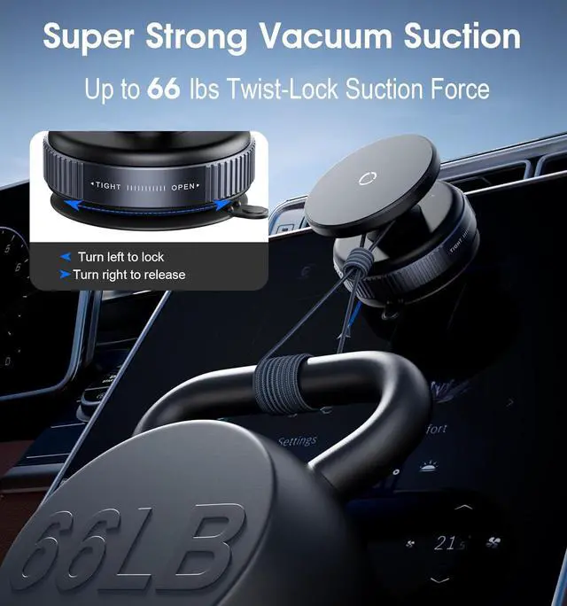 Alt view image 2 of 7 - Latest Magnetic Car Phone Holder Ultra Vacuum Suction Cup Phone Mount Magnetic Car Mount Cell Phone Holder for Your Car Accessories for iPhone 15 14 13 12 Android (Black)
