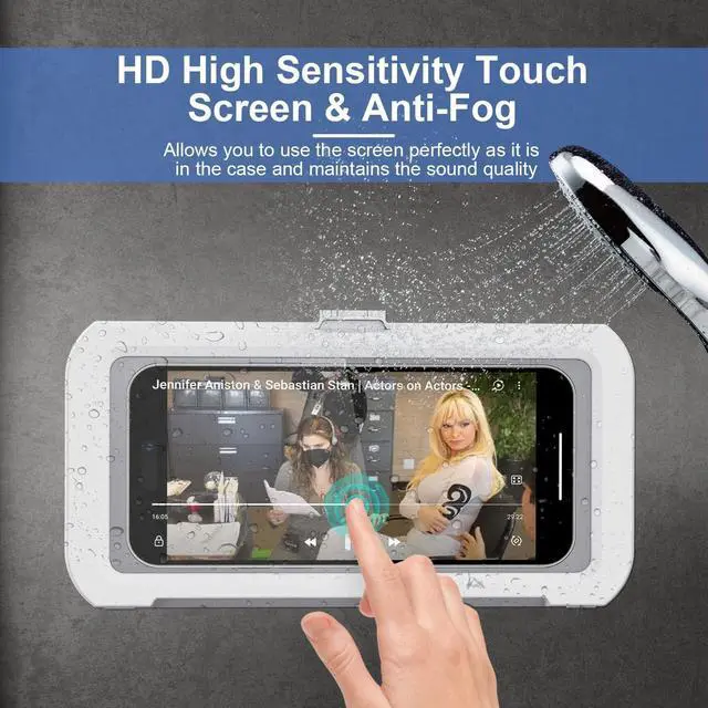 Alt view image 6 of 6 - Shower Phone Holder Waterproof 360 Rotation Shower Phone Case Anti-Fog High Sensitivity Universal Cover Mount Stand for Bathroom Wall Mirror Bathtub Kitchen Gift for Men Women