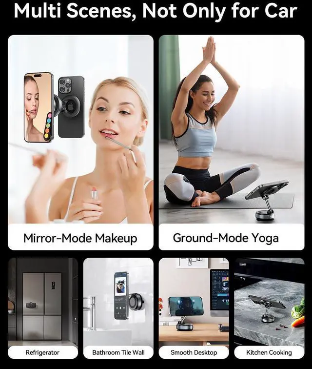 Alt view image 6 of 7 - 2025 Upgraded Vacuum Magnetic Phone Holders for Your Car 360° Adjustable Foldable Magsafe Suction Cup Phone Mount for iPhone [89+LBS Suction+2800gf Magnet] Car Truck Accessories for Men Women