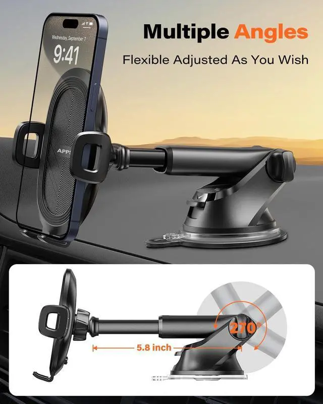 Alt view image 4 of 7 - Suction Cup Phone Mount Universal Phone Holders for Your Car Windshield/Dashboard/Window Cell Phone Holder Car with Sticky Gel Pad Compatible with iPhone  All Cellphone