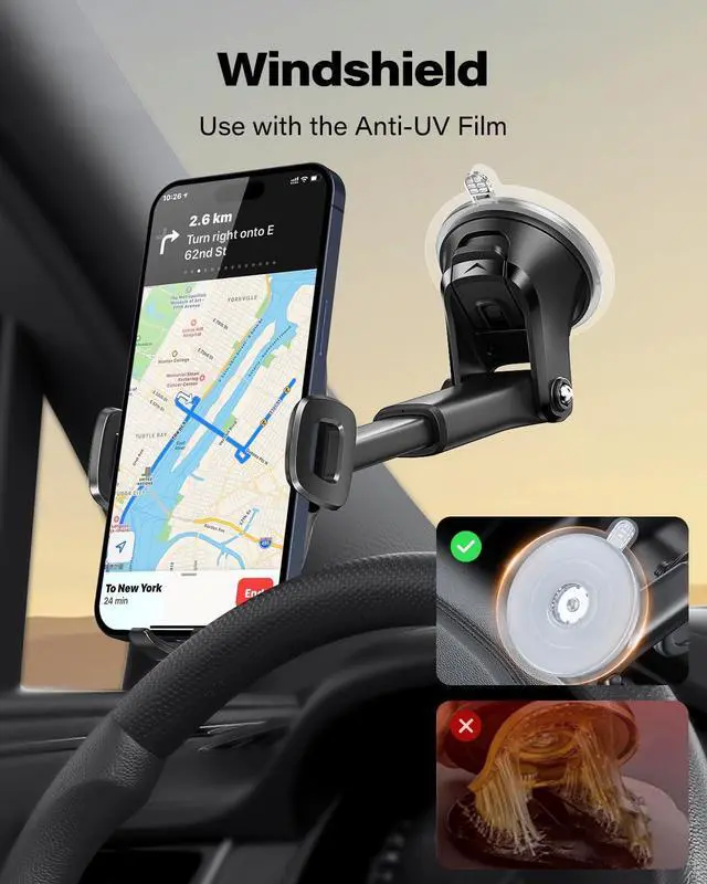 Alt view image 6 of 7 - Suction Cup Phone Mount Universal Phone Holders for Your Car Windshield/Dashboard/Window Cell Phone Holder Car with Sticky Gel Pad Compatible with iPhone  All Cellphone