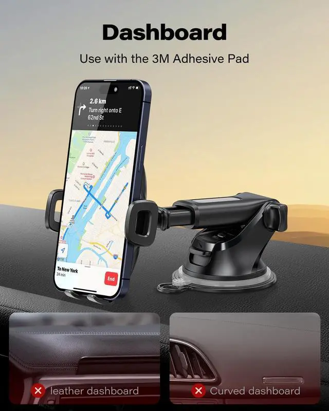 Alt view image 7 of 7 - Suction Cup Phone Mount Universal Phone Holders for Your Car Windshield/Dashboard/Window Cell Phone Holder Car with Sticky Gel Pad Compatible with iPhone  All Cellphone