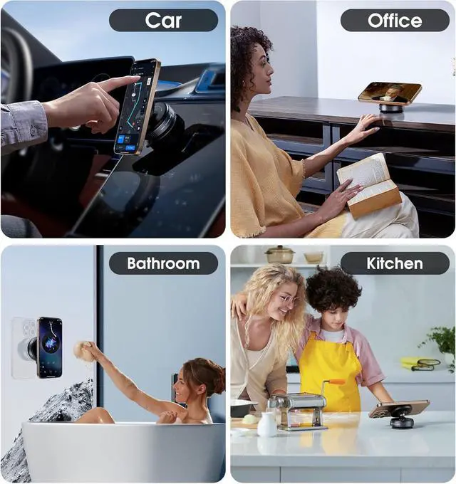 Alt view image 5 of 7 - Latest Magnetic Car Phone Holder Ultra Vacuum Suction Cup Phone Mount Magnetic Car Mount Cell Phone Holder for Your Car Accessories for iPhone 15 14 13 12 Android (Black)