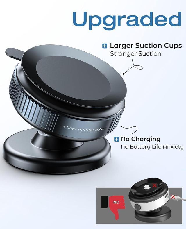 Alt view image 2 of 7 - Upgraded 360 Adjustable Vacuum Magnetic Suction Cup Phone Mount Hands-Free Suction Cup Phone Holder for Car/Gym/Mirror/Smooth Surface Compatible with iPhone Android and All Smartphones