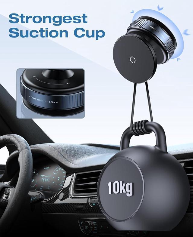 Alt view image 3 of 7 - Upgraded 360 Adjustable Vacuum Magnetic Suction Cup Phone Mount Hands-Free Suction Cup Phone Holder for Car/Gym/Mirror/Smooth Surface Compatible with iPhone Android and All Smartphones