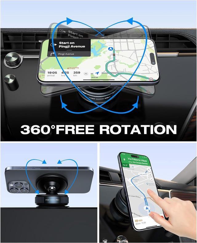Alt view image 4 of 7 - Upgraded 360 Adjustable Vacuum Magnetic Suction Cup Phone Mount Hands-Free Suction Cup Phone Holder for Car/Gym/Mirror/Smooth Surface Compatible with iPhone Android and All Smartphones