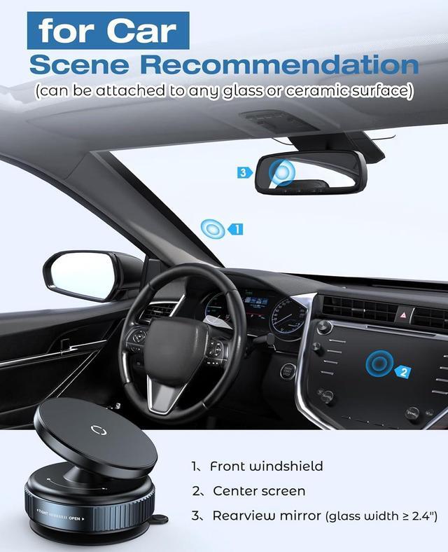 Alt view image 5 of 7 - Upgraded 360 Adjustable Vacuum Magnetic Suction Cup Phone Mount Hands-Free Suction Cup Phone Holder for Car/Gym/Mirror/Smooth Surface Compatible with iPhone Android and All Smartphones