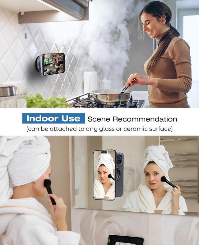 Alt view image 6 of 7 - Upgraded 360 Adjustable Vacuum Magnetic Suction Cup Phone Mount Hands-Free Suction Cup Phone Holder for Car/Gym/Mirror/Smooth Surface Compatible with iPhone Android and All Smartphones