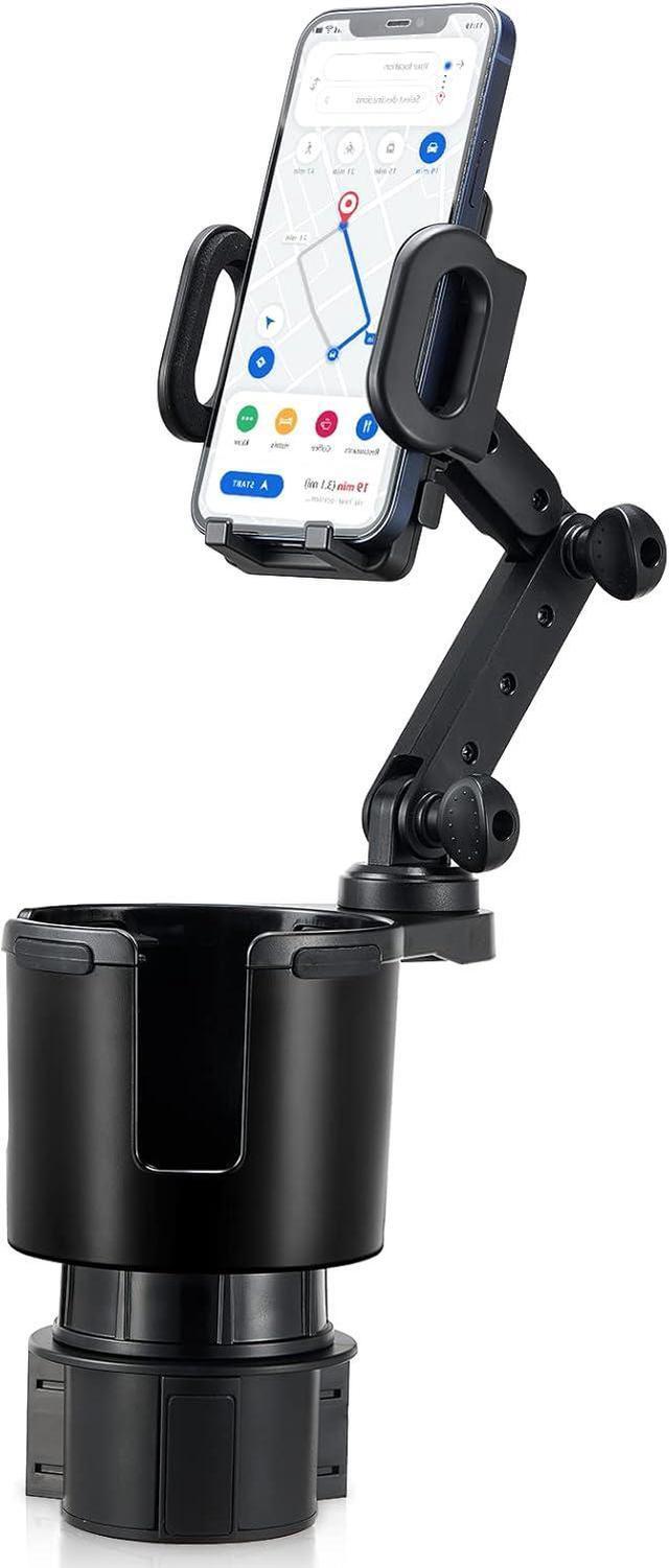 Main image of Car Cup Holder Expander Adjustable Base with Phone Mount 360 Rotation Cup Holder Cell Phone Holder for Car Compatible with iPhone All Smartphones