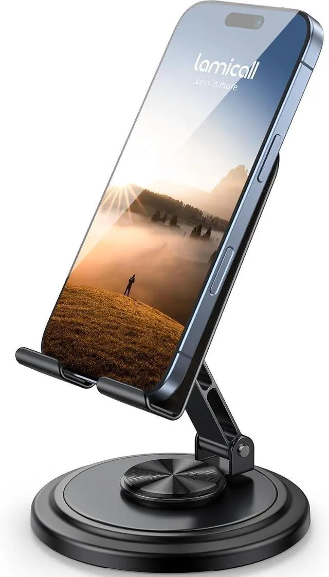 Main image of Adjustable Phone Stand for Desk - 360 Rotating Foldable Cell Phone Holder Desktop Portable Cellphone Stand Office Desk Accessories for iPhone 16 15 14 13 Pro Max 4-10 Smartphones iPad