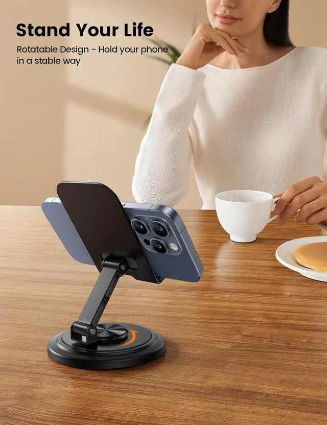 Alt view image 2 of 7 - Adjustable Phone Stand for Desk - 360 Rotating Foldable Cell Phone Holder Desktop Portable Cellphone Stand Office Desk Accessories for iPhone 16 15 14 13 Pro Max 4-10 Smartphones iPad