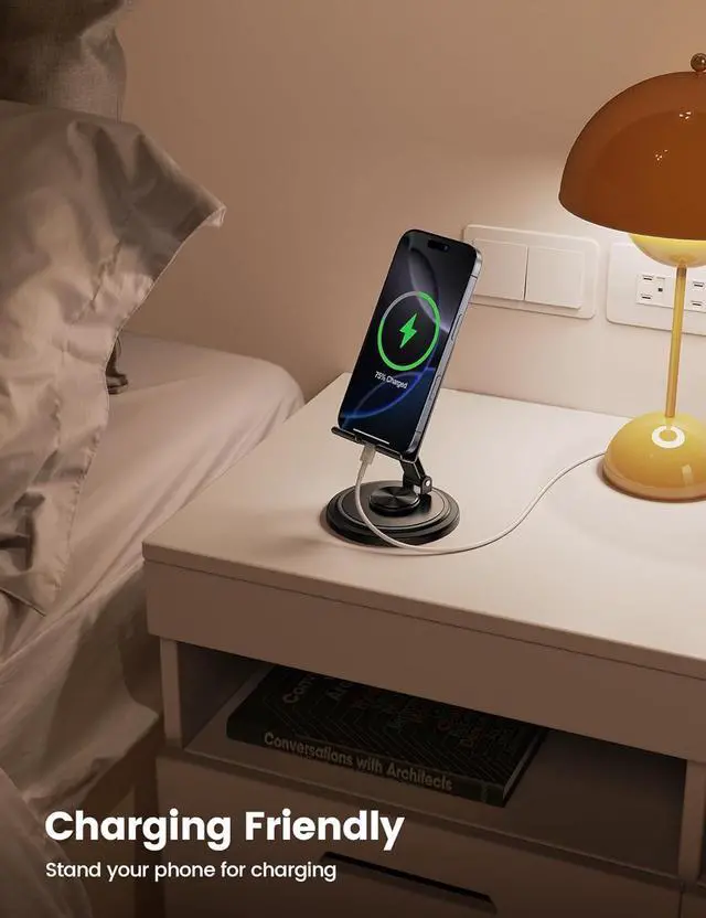 Alt view image 3 of 7 - Adjustable Phone Stand for Desk - 360 Rotating Foldable Cell Phone Holder Desktop Portable Cellphone Stand Office Desk Accessories for iPhone 16 15 14 13 Pro Max 4-10 Smartphones iPad