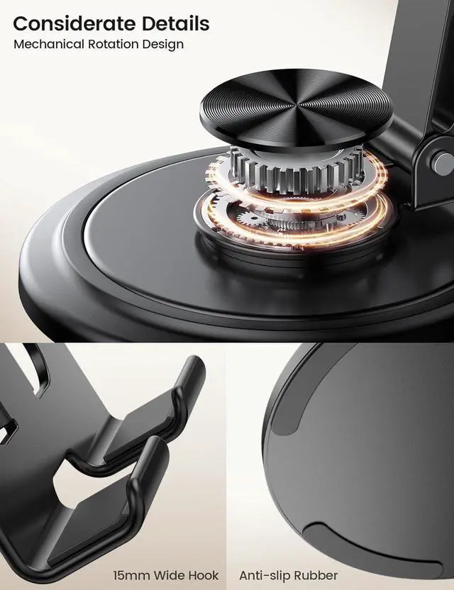 Alt view image 5 of 7 - Adjustable Phone Stand for Desk - 360 Rotating Foldable Cell Phone Holder Desktop Portable Cellphone Stand Office Desk Accessories for iPhone 16 15 14 13 Pro Max 4-10 Smartphones iPad