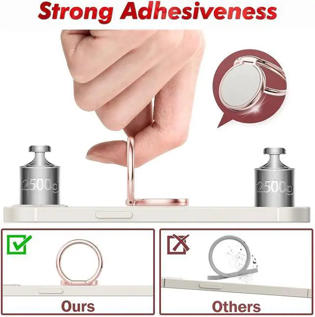 Alt view image 2 of 7 - Cell Phone Ring Holder Finger Ring Stand 360 Degree Rotation Finger Ring Kickstand Metal Grip for Magnetic Car Mount Compatible with All Smart Phones Pink