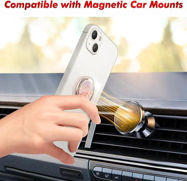 Alt view image 3 of 7 - Cell Phone Ring Holder Finger Ring Stand 360 Degree Rotation Finger Ring Kickstand Metal Grip for Magnetic Car Mount Compatible with All Smart Phones Pink
