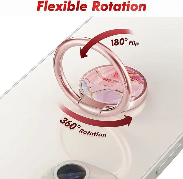Alt view image 4 of 7 - Cell Phone Ring Holder Finger Ring Stand 360 Degree Rotation Finger Ring Kickstand Metal Grip for Magnetic Car Mount Compatible with All Smart Phones Pink