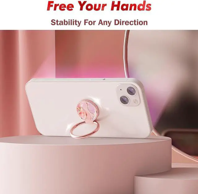 Alt view image 6 of 7 - Cell Phone Ring Holder Finger Ring Stand 360 Degree Rotation Finger Ring Kickstand Metal Grip for Magnetic Car Mount Compatible with All Smart Phones Pink