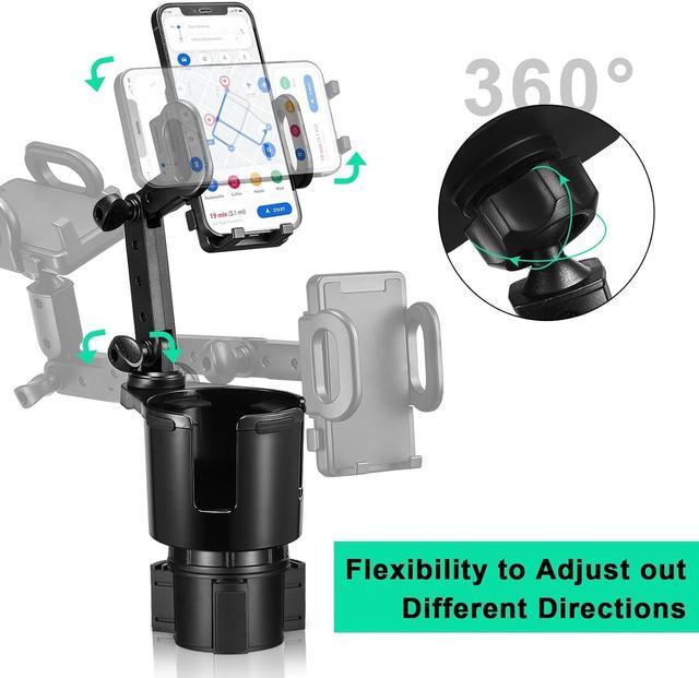 Alt view image 3 of 7 - Car Cup Holder Expander Adjustable Base with Phone Mount 360 Rotation Cup Holder Cell Phone Holder for Car Compatible with iPhone All Smartphones
