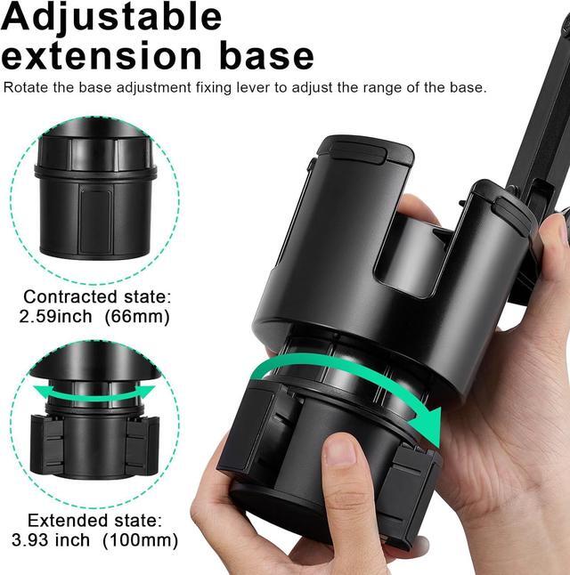 Alt view image 5 of 7 - Car Cup Holder Expander Adjustable Base with Phone Mount 360 Rotation Cup Holder Cell Phone Holder for Car Compatible with iPhone All Smartphones