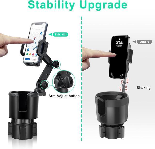 Alt view image 7 of 7 - Car Cup Holder Expander Adjustable Base with Phone Mount 360 Rotation Cup Holder Cell Phone Holder for Car Compatible with iPhone All Smartphones