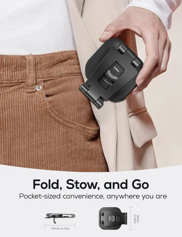 Alt view image 5 of 7 - 360 Rotating Cell Phone Stand Fully Adjustable Foldable Desktop Phone Holder Cradle Dock Thick Case Friendly Compatible with All Phones Nintendo Switch Black