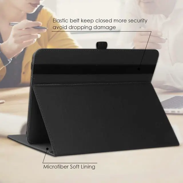 Alt view image 5 of 6 - Universal 9 9.7 10.1 10.2 10.5 10.9 11 Tablet Case Multi-Viewing Angels Stand Folio Case Cover with Handstrap for for iPad  Other 9-11 inch Tablet Black