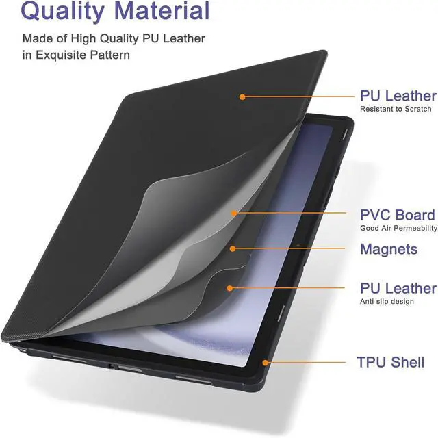 Alt view image 3 of 7 - Case for  Galaxy Tab A9 Plus 10.9-inch 2023 Multi-Viewing Angles All New PU Leather Smart Cover with Auto Sleep Wake Feature for  Galaxy Tab A9 + Tablet