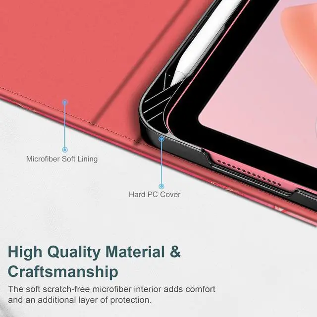 Alt view image 7 of 7 - Case for iPad (A16) 11th Generation 11 Inch (2025) iPad 10th Generation 10.9 Inch (2022) Multi-Angle Viewing Protective Stand Cover with Pencil Holder & Pocket Marble Pink