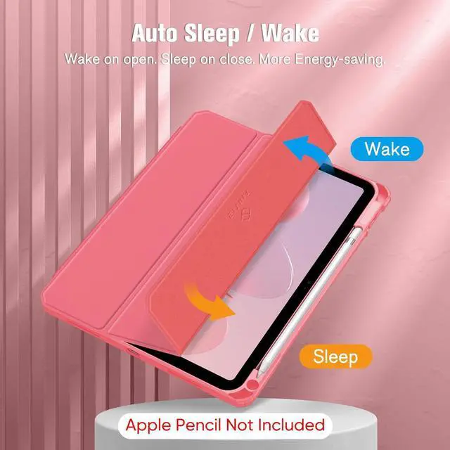 Alt view image 3 of 7 - Hybrid Slim Case for iPad (A16) 11th Generation 11 Inch (2025) iPad 10th Generation 10.9 Inch (2022) - Shockproof Cover with Clear Transparent Back Shell & Pencil Holder Pink