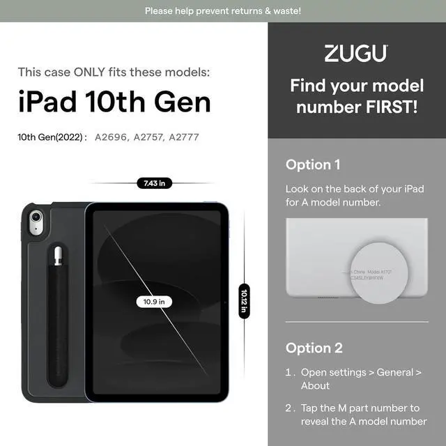 Alt view image 2 of 7 - for iPad 10.9 Inch Case iPad 11th/10th Generation (A16 2025/2022) Slim Protective Magnetic Stand & Sleep/Wake Cover 11th/10th Gen iPad Stand Model #s A2696 A2757 A2777 Stealth Black