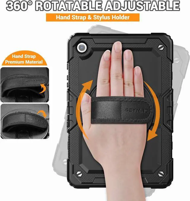 Alt view image 3 of 7 - Case for  Galaxy Tab A9+/ A9 Plus Case 11 2023 (SM-X210/X216/X218) Heavy Duty Shockproof Protective Case with Screen Protector Rotating Stand and Hand/Shoulder Strap Black
