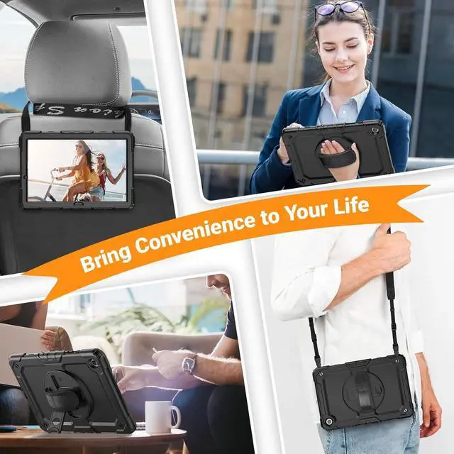 Alt view image 6 of 7 - Case for  Galaxy Tab A9+/ A9 Plus Case 11 2023 (SM-X210/X216/X218) Heavy Duty Shockproof Protective Case with Screen Protector Rotating Stand and Hand/Shoulder Strap Black