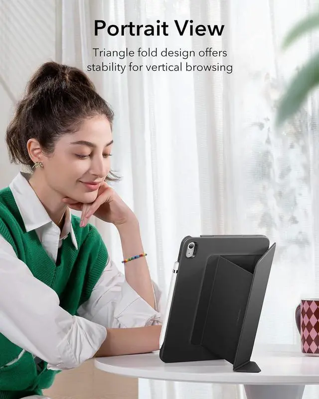 Alt view image 6 of 7 - for iPad (A16) 11th Generation Case iPad (A16) 11th/10th Gen Case (2025/2022) Vertical Stand Cover Multi Stand Angles Ultra-Stable Cover Flip Series Black