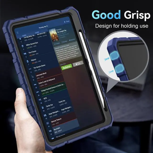 Alt view image 7 of 7 - Case for iPad (A16) 11th/10th Generation 11/10.9 inch 2025/2022 Heavy Duty Military Grade Shockproof Rugged Cover with Stand/Pencil Holder for i Pad 11/10 th Gen (Navy Blue)