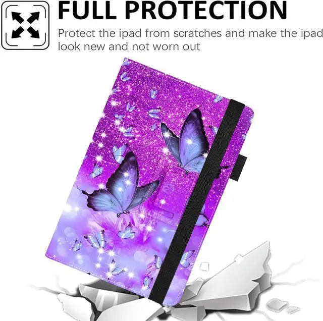 Alt view image 4 of 6 - Universal 10 10.1 Inch Android Tablet Case Slim Folding Stand Cover for All 9-10.5 Touchscreen Tablet Case with Stylus Pen Holder Butterfly 01