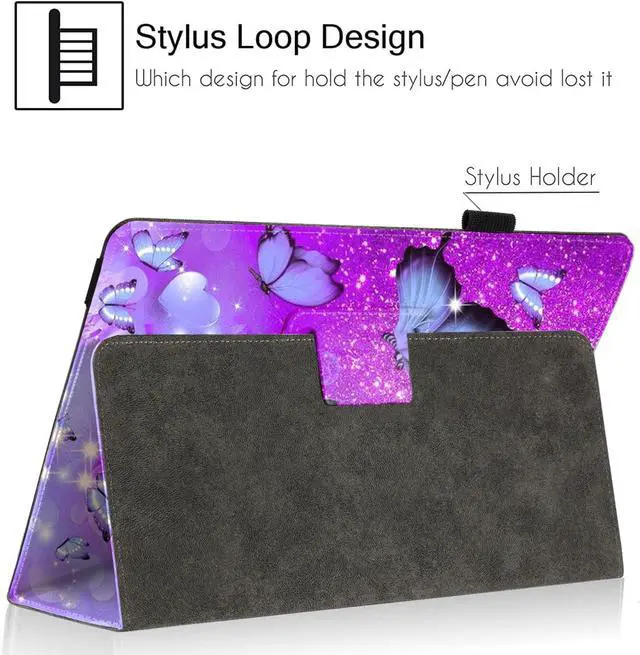 Alt view image 5 of 6 - Universal 10 10.1 Inch Android Tablet Case Slim Folding Stand Cover for All 9-10.5 Touchscreen Tablet Case with Stylus Pen Holder Butterfly 01