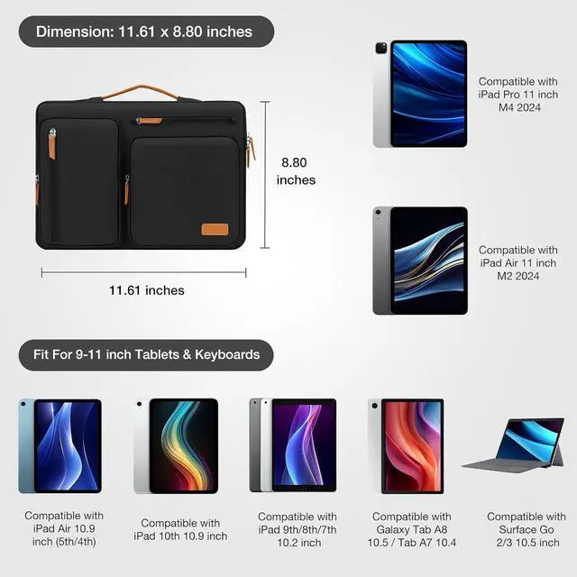 Alt view image 2 of 7 - Universal 10 inch Tablet Case 10.1 inch Android Tablet Cover Shell for 10.1 inch Tablet Leather Protective Cover 2-Angle Viewing with 3 Card Slots