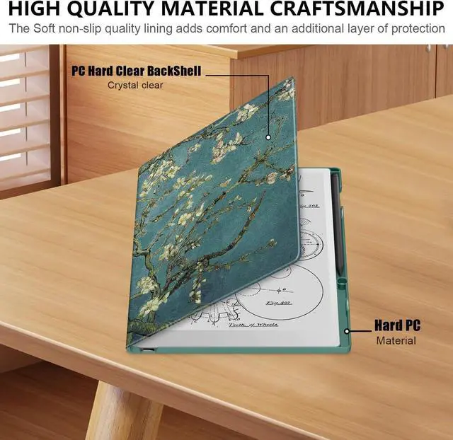 Alt view image 4 of 6 - Case Compatible with Remarkable Paper Pro 11.8 Paper Tablet 2024 Released Folio Protective Case with Pen Holder Apricot Blossom