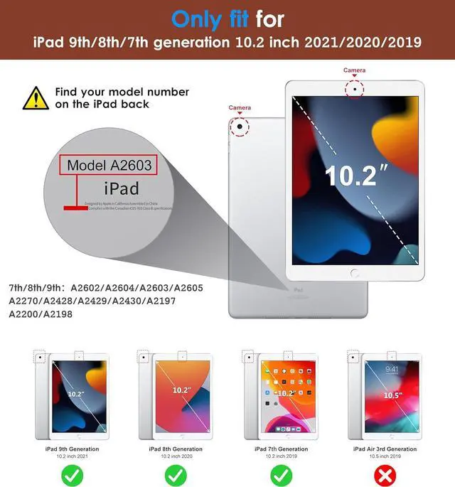 Alt view image 2 of 7 - Rotating Case for iPad 9th/8th/7th Generation 10.2 Inch 2021/2020/2019 360 Degree Swiveling Premium Leather Folio Stand Cover with Pencil Holder - Auto Wake/Sleep and Hand Strap Brown