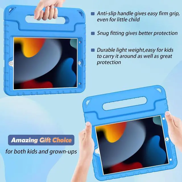 Alt view image 4 of 7 - Kids Case for iPad 9th/ 8th/ 7th Generation (2021/2020/ 2019) iPad 10.2 Case for Kids Shockproof Handle Stand Case for iPad 9/8/ 7 Gen 10.2 Inch - Blue