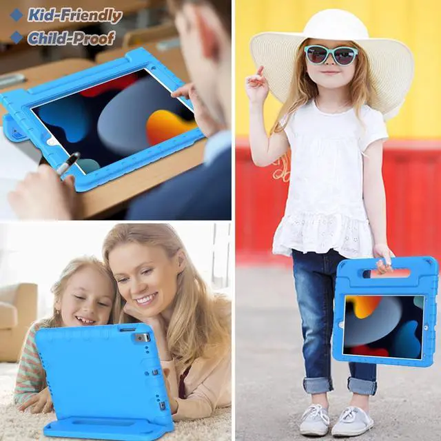 Alt view image 6 of 7 - Kids Case for iPad 9th/ 8th/ 7th Generation (2021/2020/ 2019) iPad 10.2 Case for Kids Shockproof Handle Stand Case for iPad 9/8/ 7 Gen 10.2 Inch - Blue