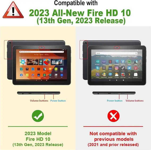 Alt view image 2 of 7 - Slim Case for All-New Fire HD 10 Tablet (13th Generation 2023 Release) - Trifold Lightweight Hard Shell Stand Cover with Auto Wake/Sleep Lilac Marble
