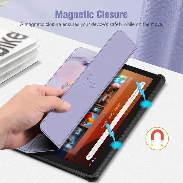 Alt view image 5 of 7 - Slim Case for All-New Fire HD 10 Tablet (13th Generation 2023 Release) - Trifold Lightweight Hard Shell Stand Cover with Auto Wake/Sleep Lilac Marble